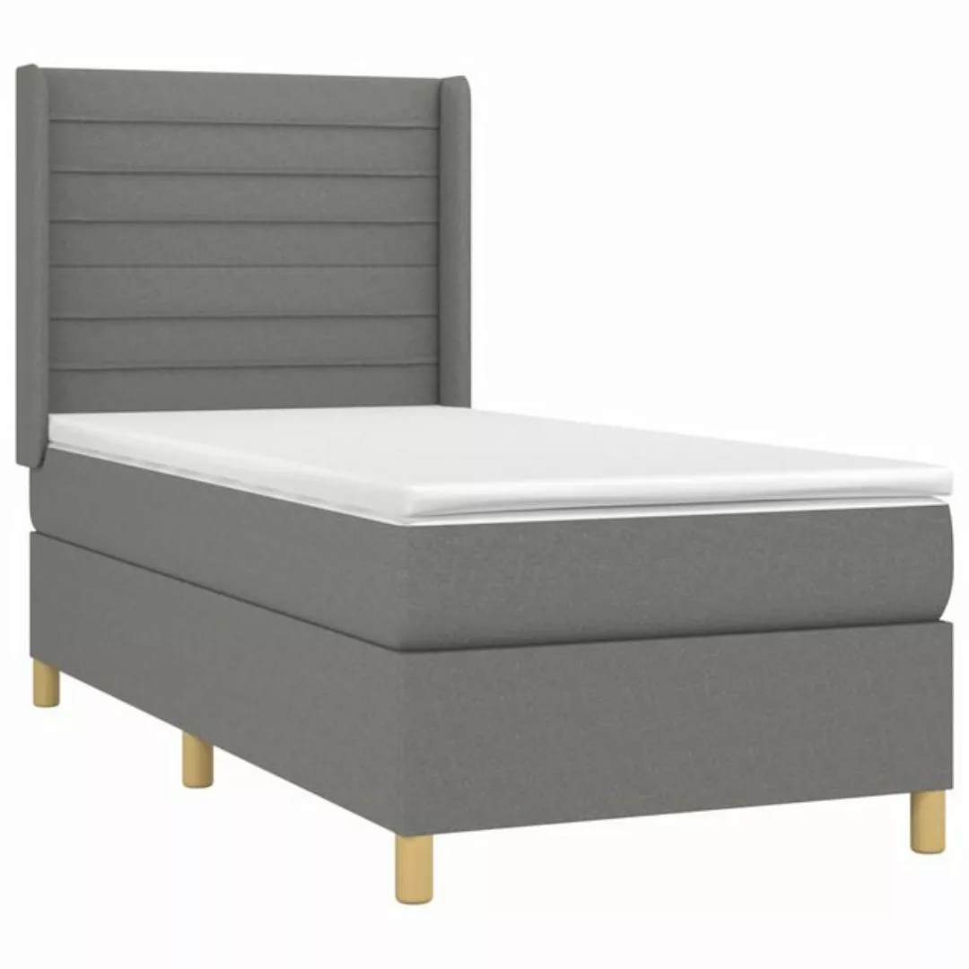 vidaXL Boxspringbett Boxspringbett mit Matratze LED Dunkelgrau 90x200 cm St günstig online kaufen