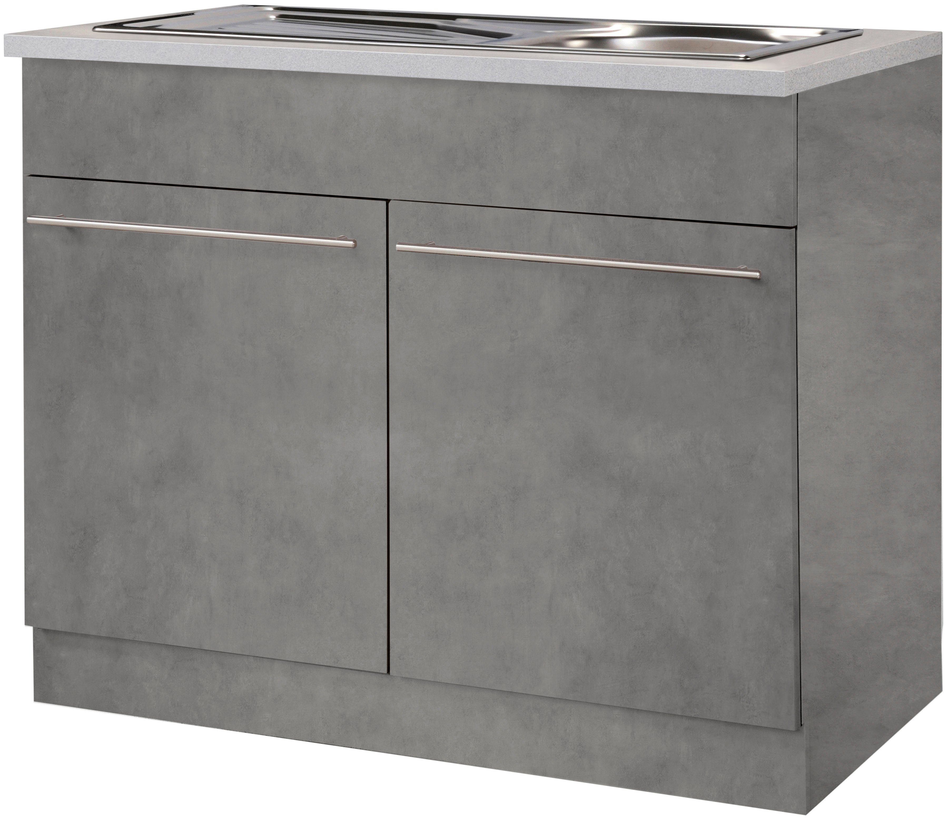 wiho Küchen Spülenschrank "Chicago", 100 cm breit, inkl. Einbauspüle aus Ed günstig online kaufen