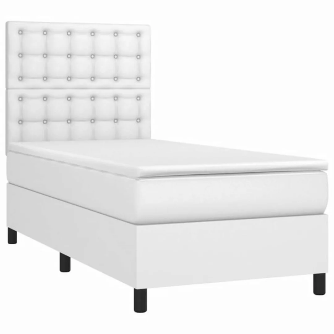 vidaXL Boxspringbett mit Matratze Weiß 100x200 cm Kunstleder1466063 günstig online kaufen