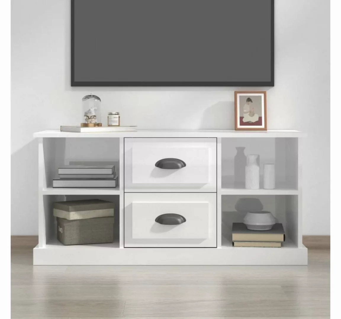 furnicato TV-Schrank Hochglanz-Weiß 99,5x35,5x48 cm Holzwerkstoff günstig online kaufen