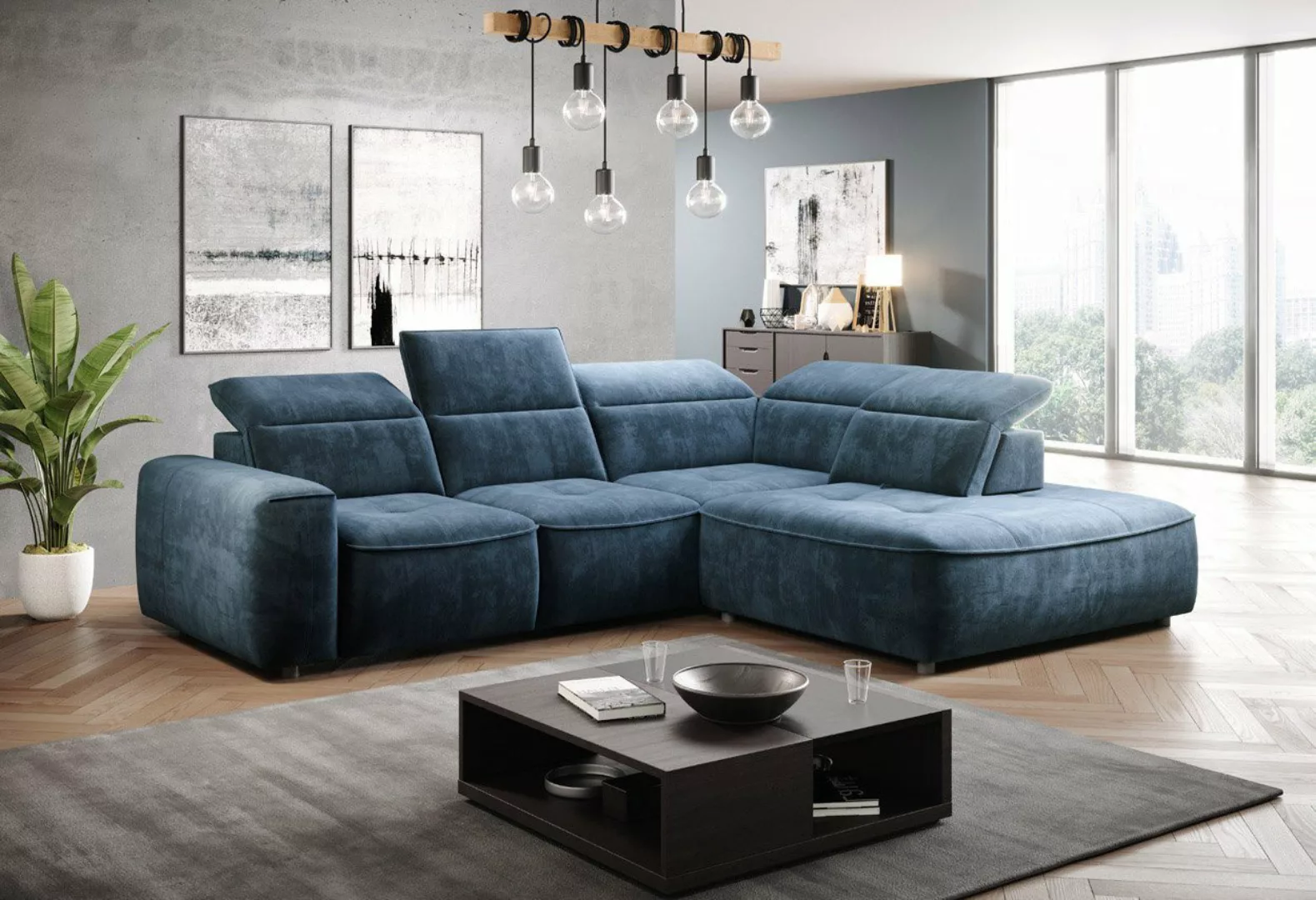 WOHNKLUSIV Ecksofa Design Ecksofa FERRARA, Bettkasten, elektrische Sitztief günstig online kaufen