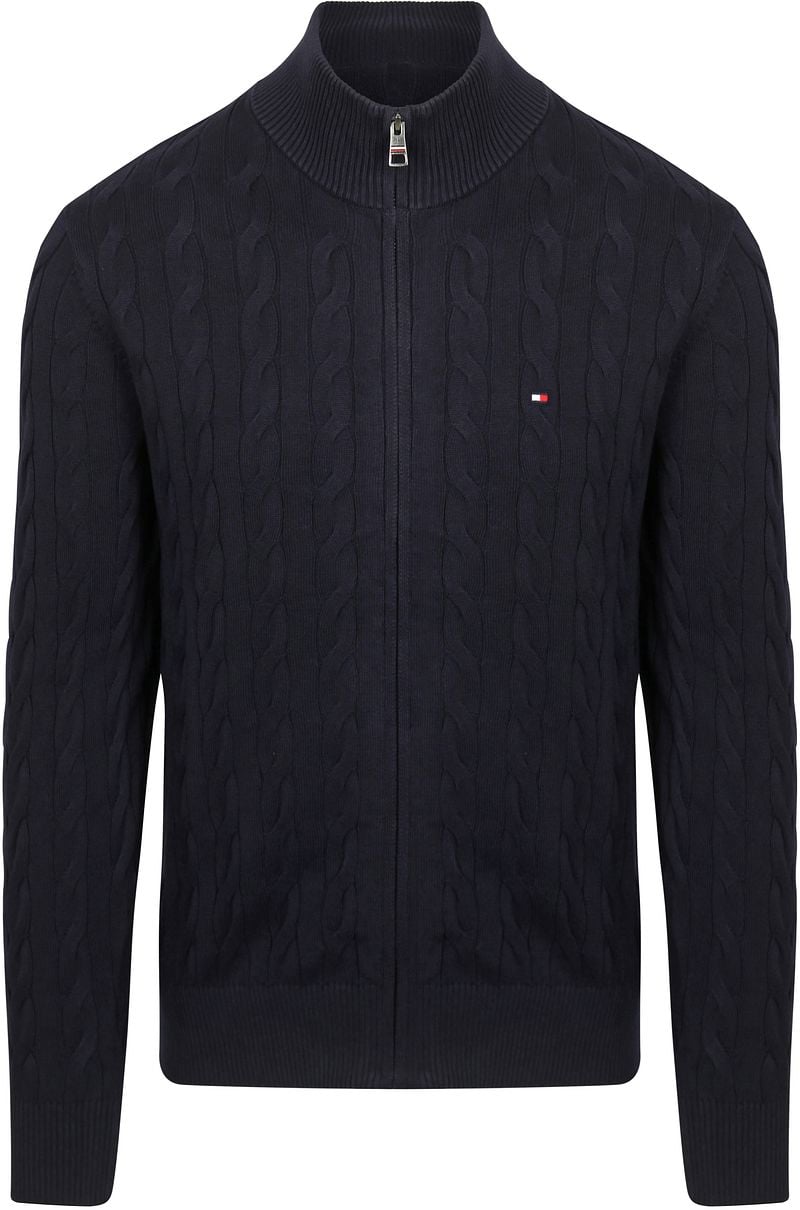 Tommy Hilfiger Strickjacke Zip Cable Navy - Größe XXL günstig online kaufen