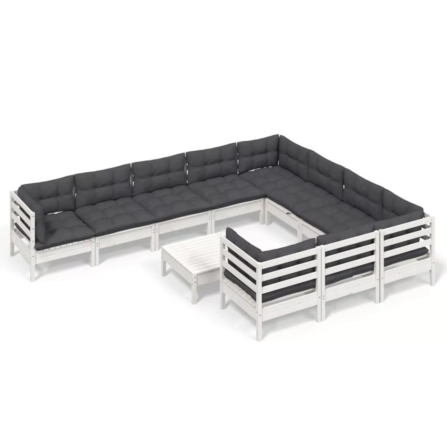 vidaXL 11-tlg Garten-Lounge-Set mit Kissen Weiß Kiefernholz Modell 1 günstig online kaufen