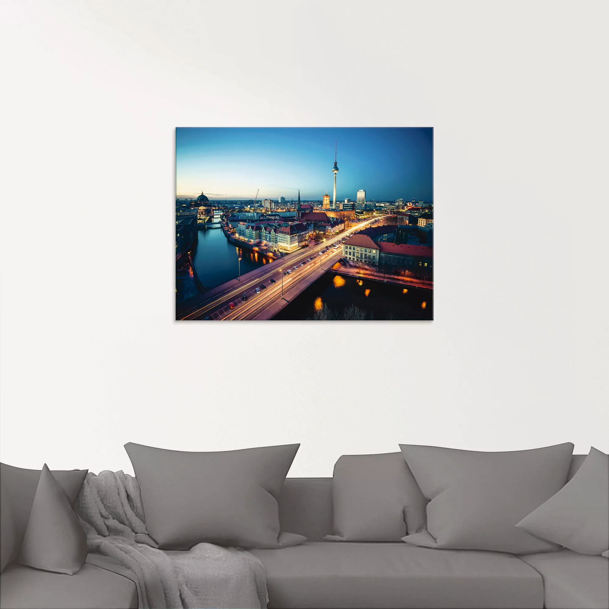 Artland Glasbild »Berlin Cityscape am Abend«, Deutschland, (1 St.), in vers günstig online kaufen