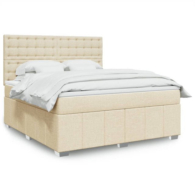 vidaXL Boxspringbett, Boxspringbett mit Matratze Creme 180x200 cm Stoff günstig online kaufen