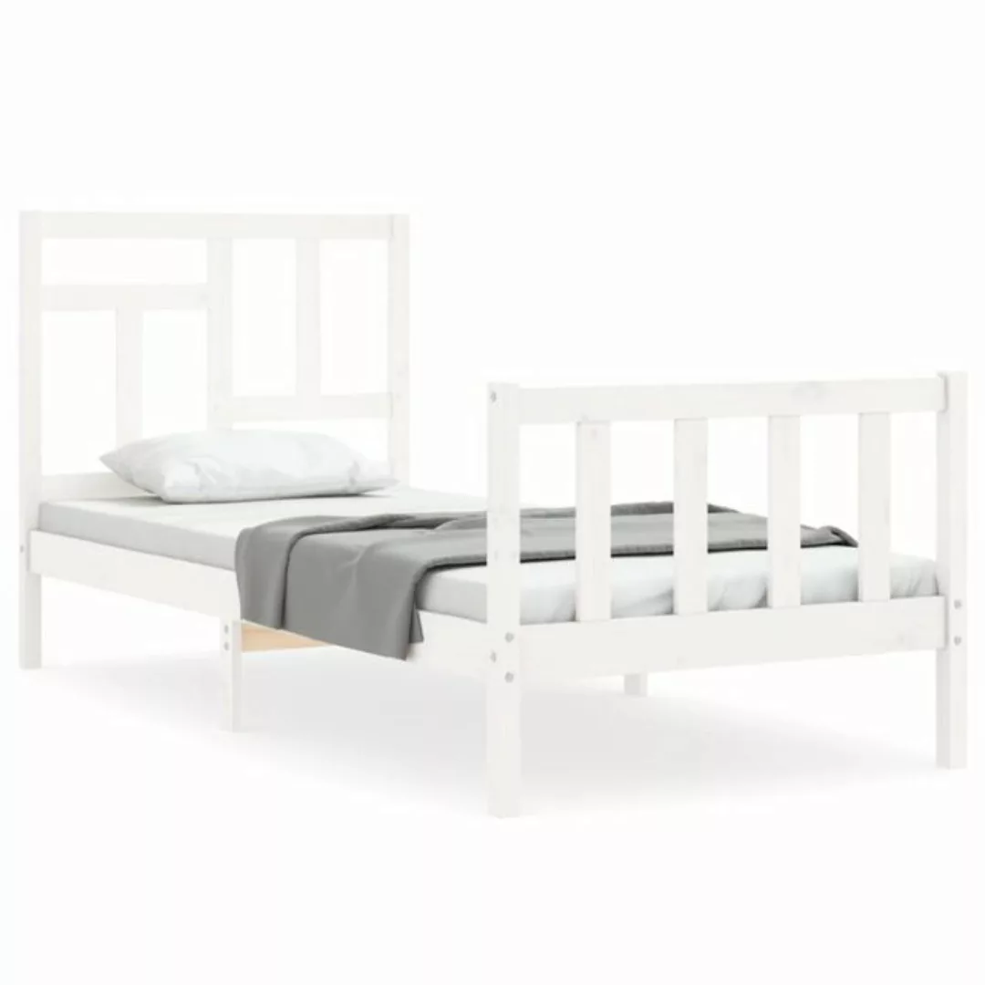 vidaXL Bett Massivholzbett mit Kopfteil Weiß 90x200 cm günstig online kaufen