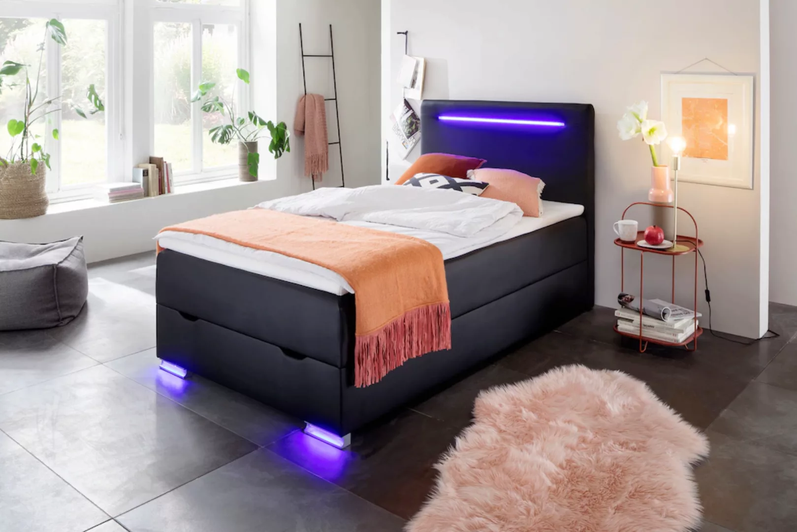 meise.möbel Boxspringbett "Las Vegas", Füße und Kopfteil mit LED-Beleuchtun günstig online kaufen