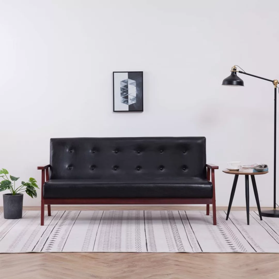 vidaXL Sofa 3-Sitzer-Sofa Schwarz Kunstleder Couch günstig online kaufen