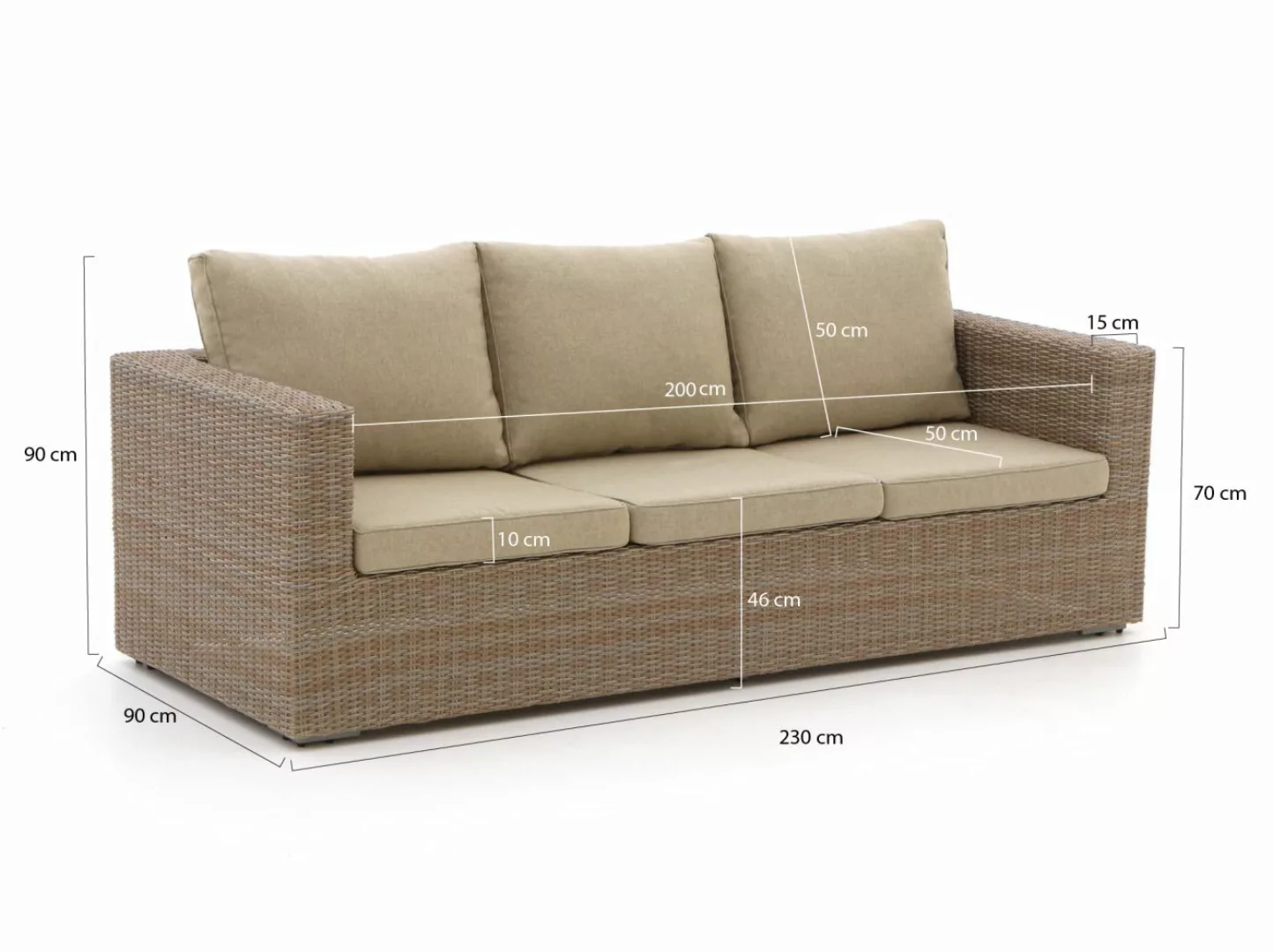 Intenso Carpino Gartensofa 3-Sitzer 230 cm günstig online kaufen