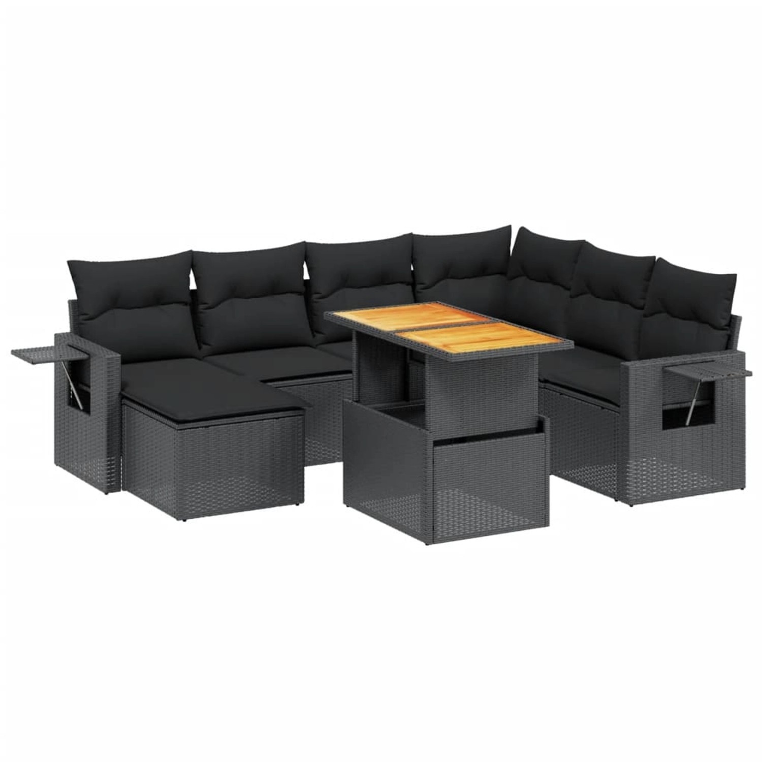 vidaXL 8-Tlg Garten-Sofagarnitur mit Kissen Schwarz Poly Rattan 3271867 günstig online kaufen