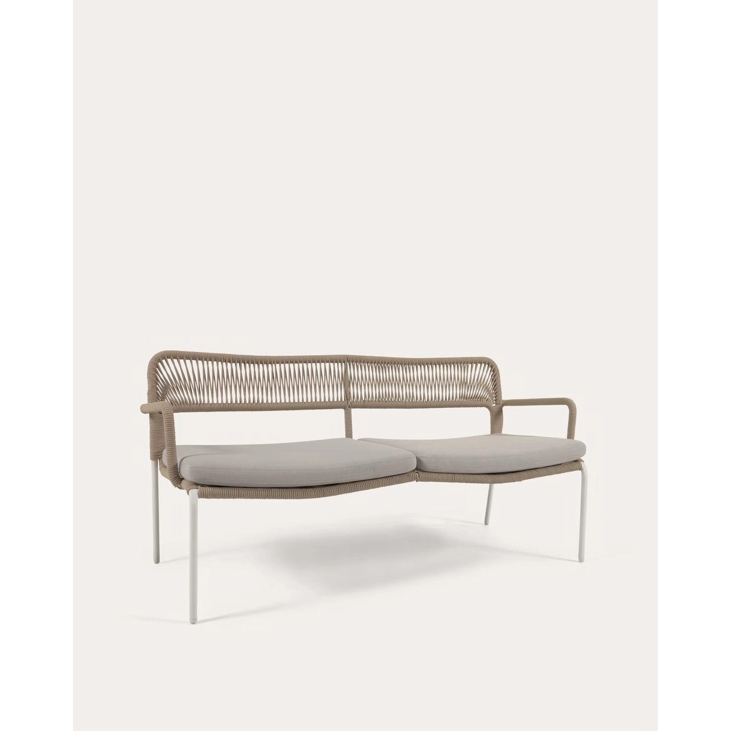 Natur24 2-Sitzer Sofa Cailin 150 x 74 x 66 cm Stahl, Seil beige, weiß Outdo günstig online kaufen