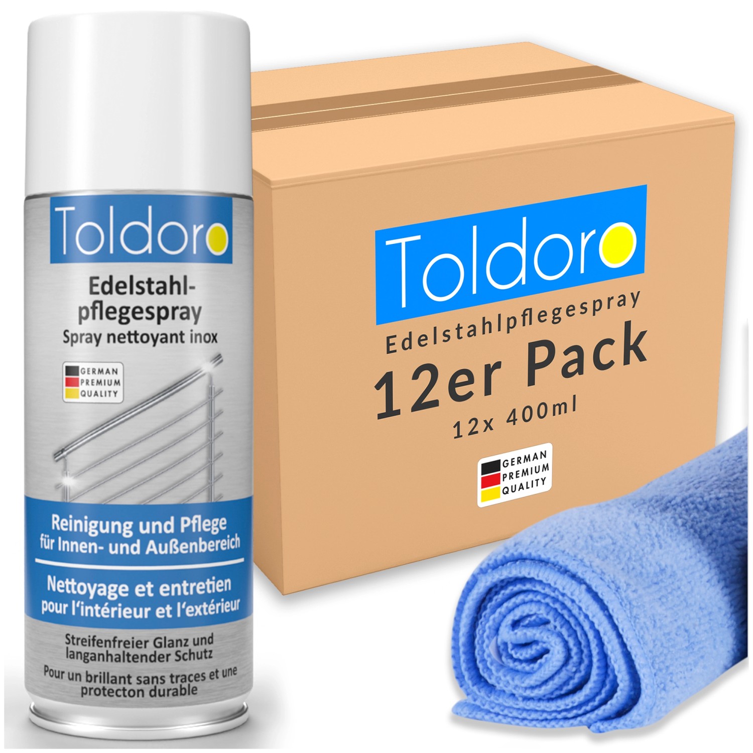 Toldoro Set 12x Edelstahl Pflegespray 400ml  Edelstahlreiniger für Küche od günstig online kaufen