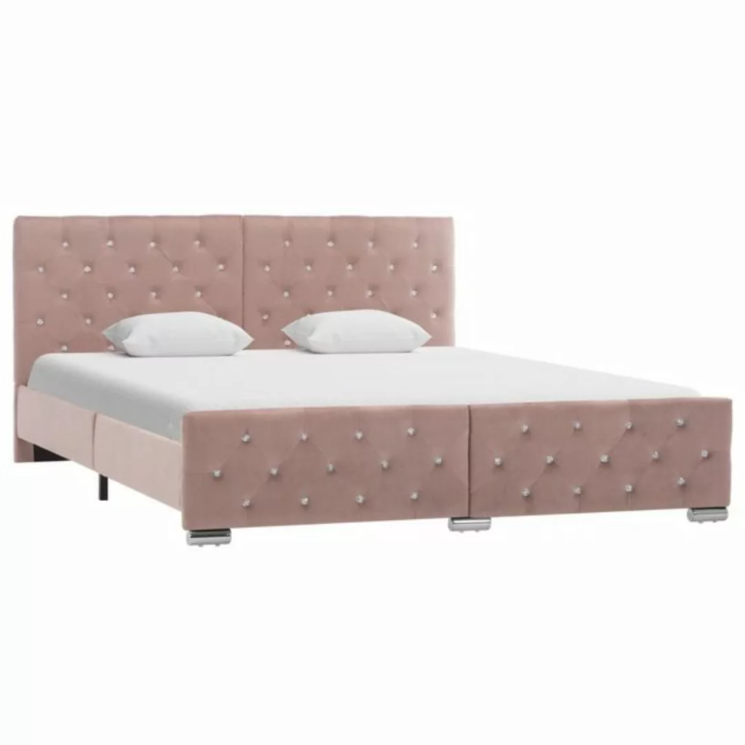 furnicato Bett Bettgestell Rosa Samt 160x200 cm günstig online kaufen