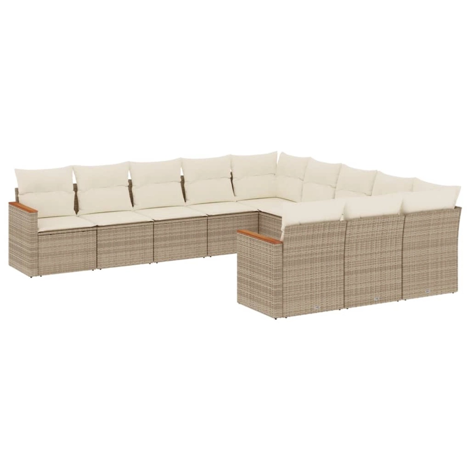 vidaXL 11-Tlg Garten-Sofagarnitur mit Kissen Beige Poly Rattan 3226429 günstig online kaufen