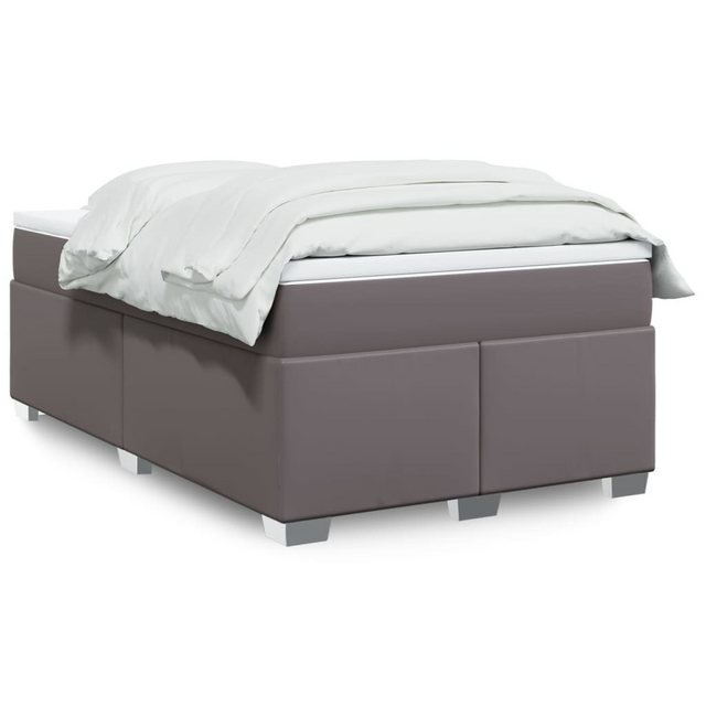 vidaXL Boxspringbett, Boxspringbett mit Matratze Grau 120x200 cm Kunstleder günstig online kaufen