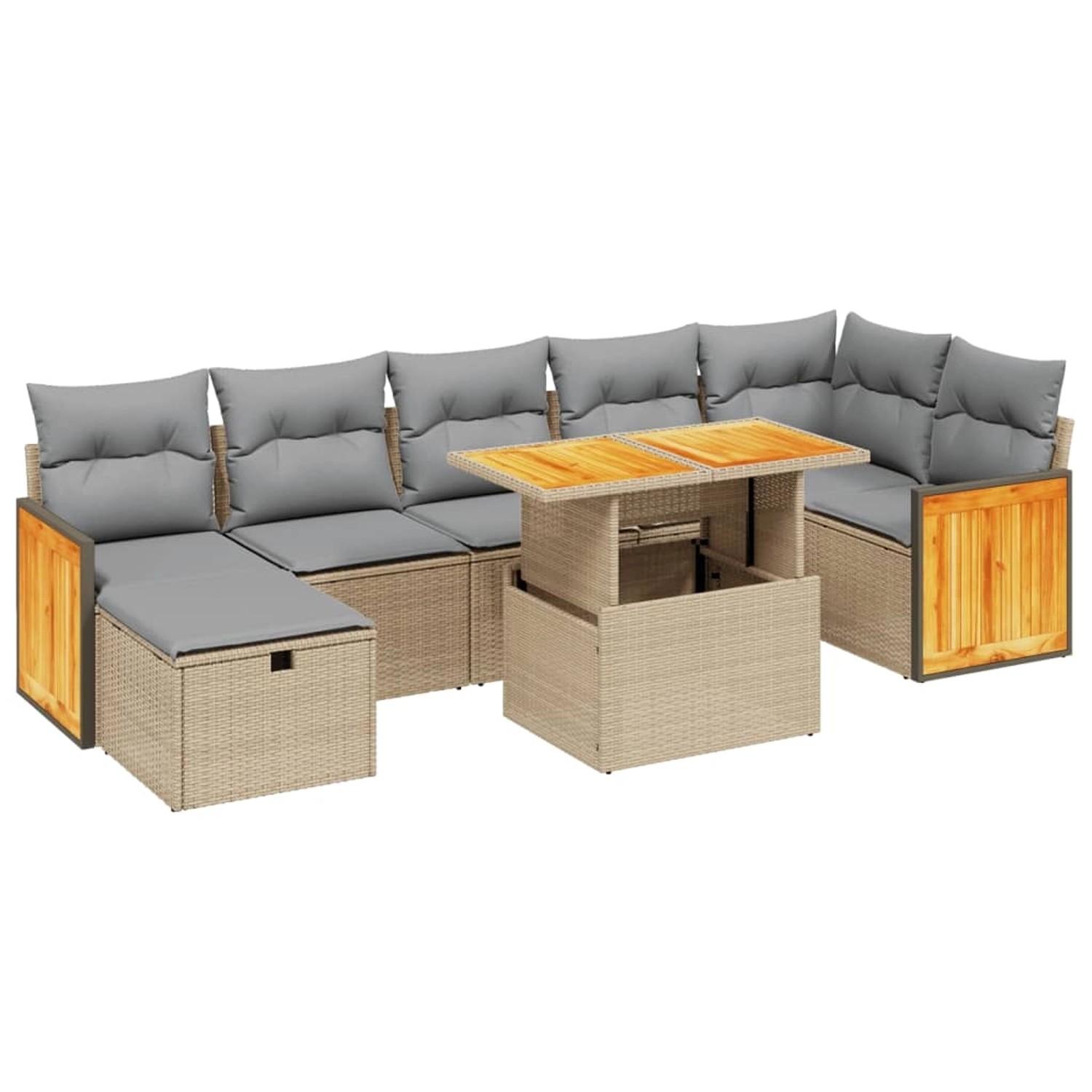 vidaXL 8-tlg Garten-Sofagarnitur mit Kissen Beige Poly Rattan Modell 338 günstig online kaufen