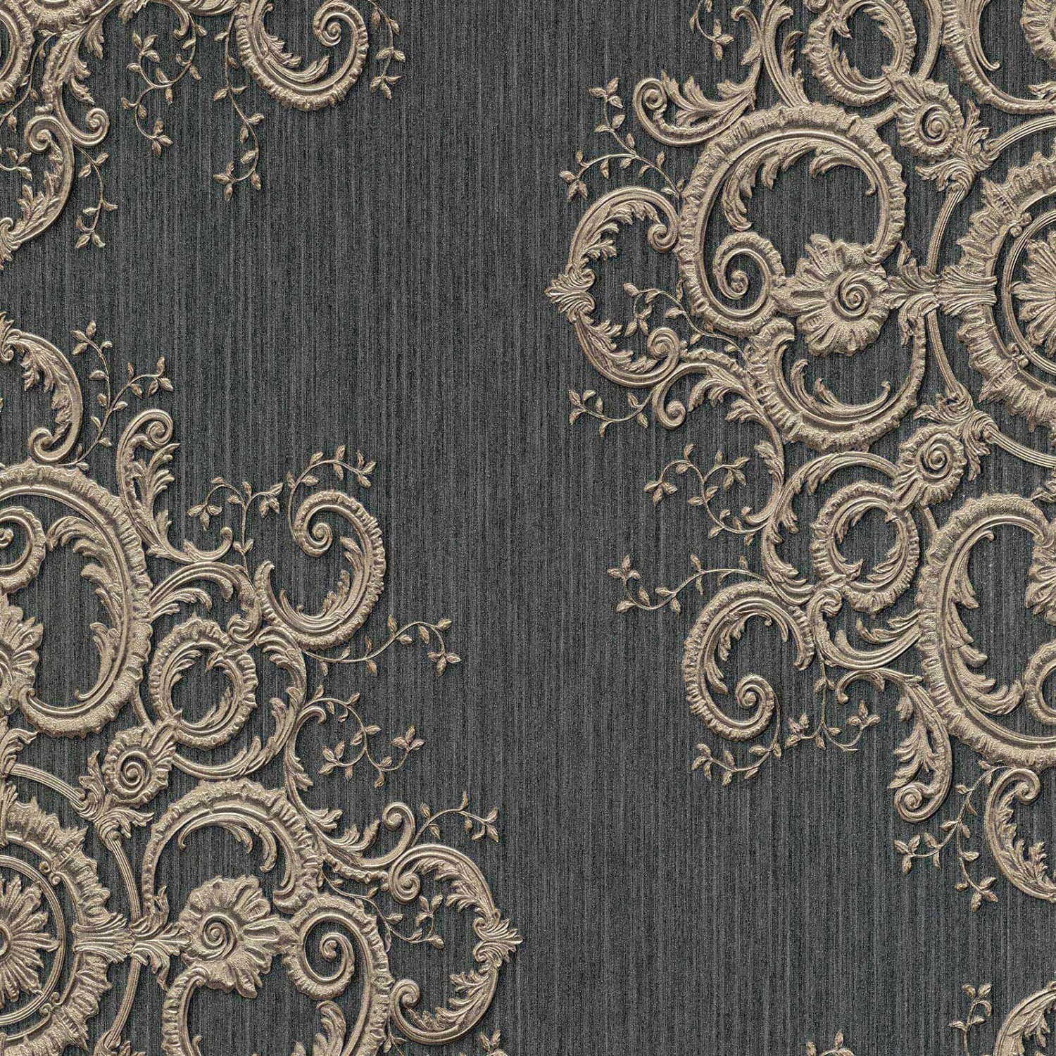Bricoflor Metallic Tapete im Antik Look Schwarze Vliestapete mit Ornament i günstig online kaufen