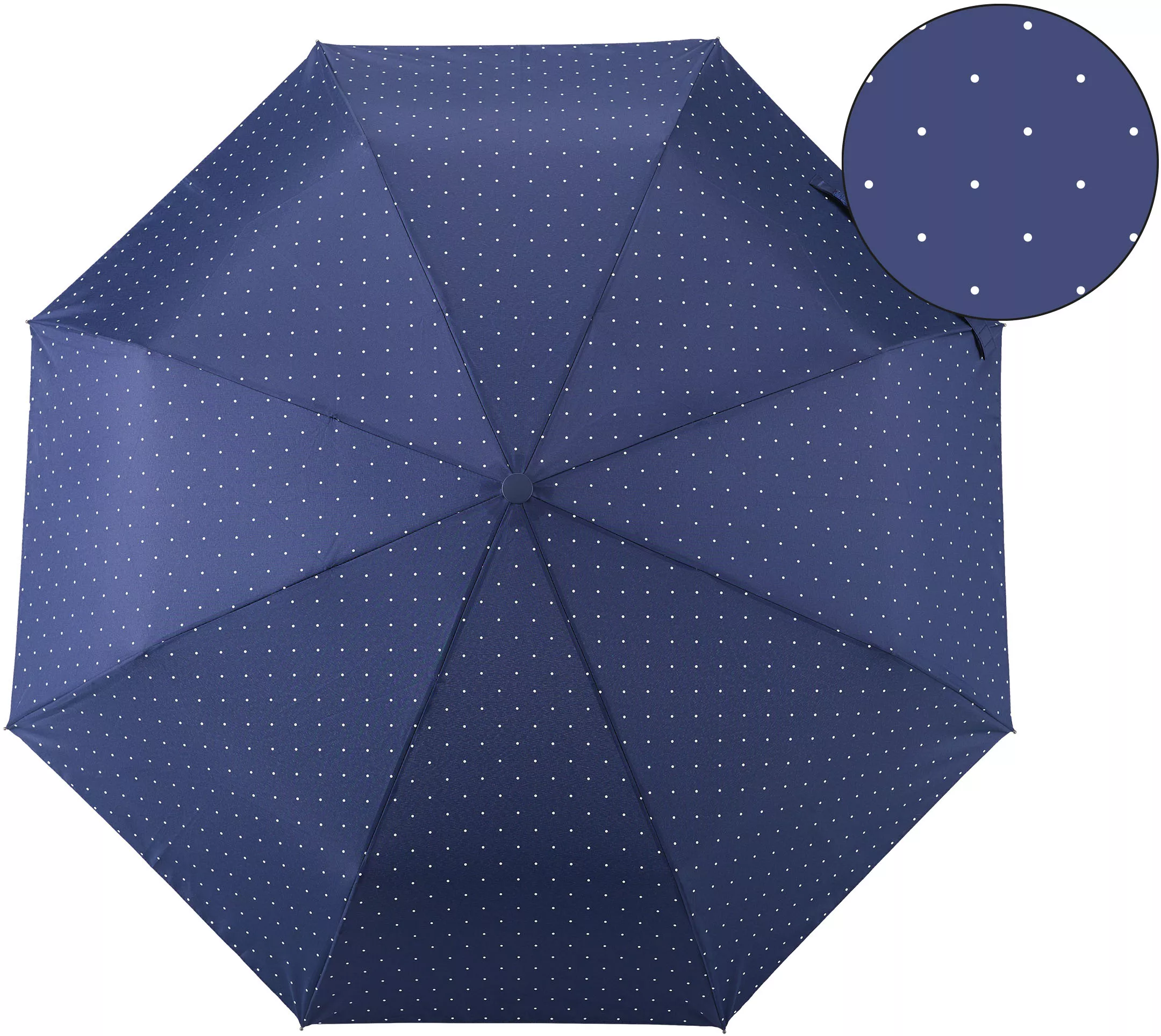 EuroSCHIRM Taschenregenschirm "Umwelt-Taschenschirm, marine, Punkte weiß" günstig online kaufen