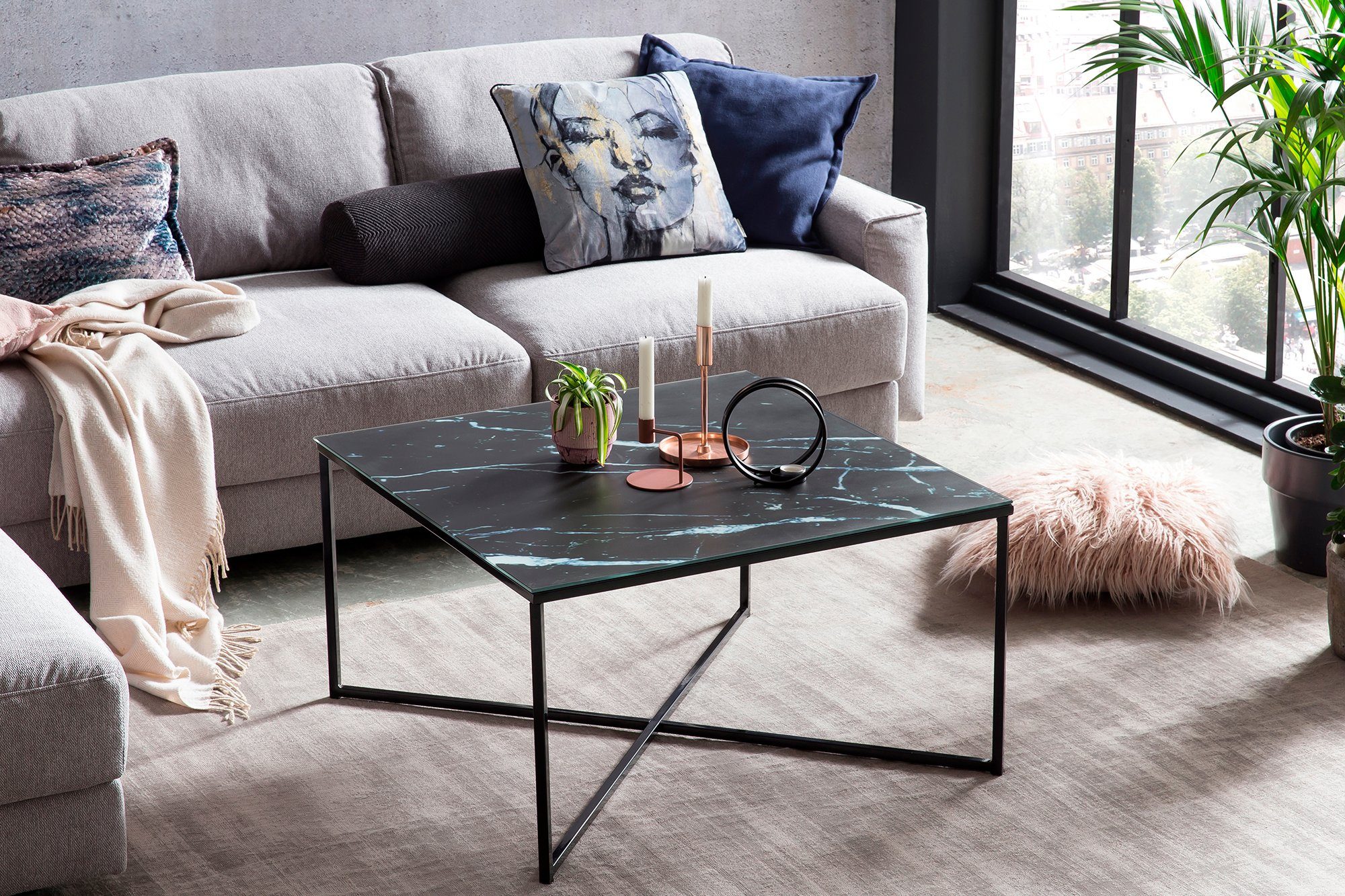 SalesFever Couchtisch, Eleganz trifft Funktion: Tischplatte in Marmoroptik günstig online kaufen