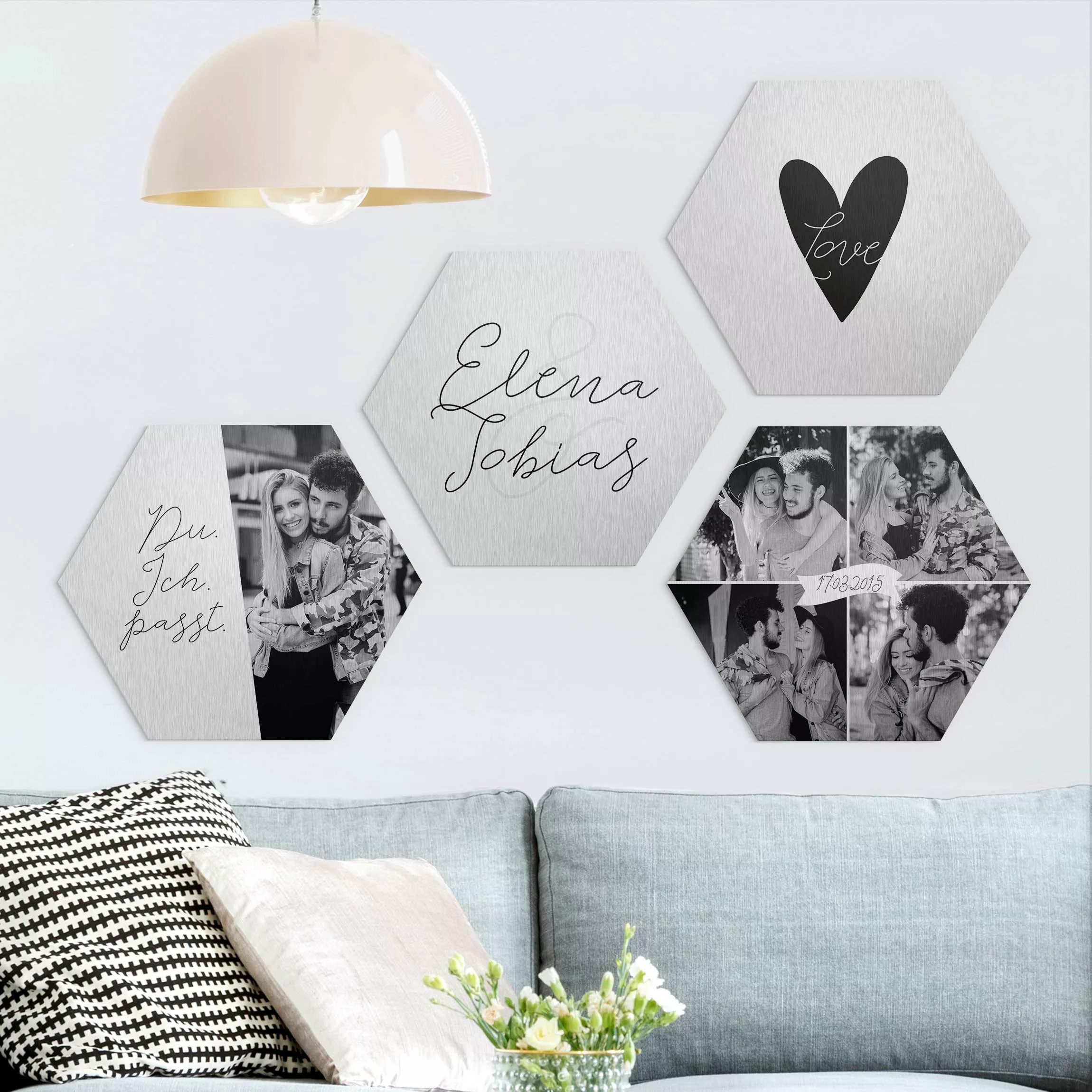 Hexagon Bild Alu-Dibond Designer 4-teiliges Hexagon Bild Alu-Dibond gebürst günstig online kaufen