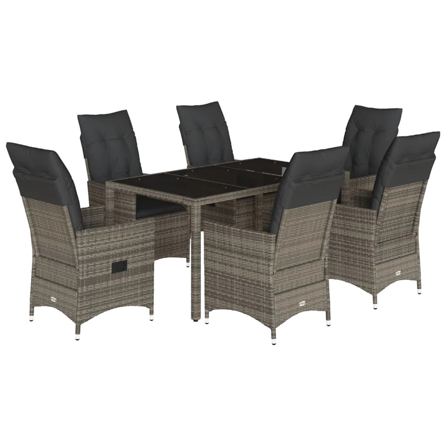 vidaXL 7-Tlg Garten-Essgruppe mit Kissen Grau Poly Rattan 3276739 günstig online kaufen