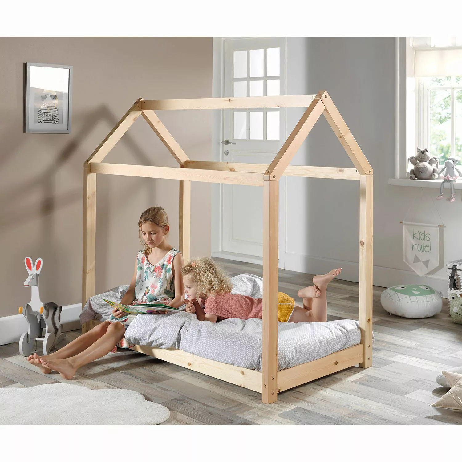 Faizee Möbel Kinderbett Hausbett Cabane Liegefläche 70 x 140 cm Natur oder günstig online kaufen
