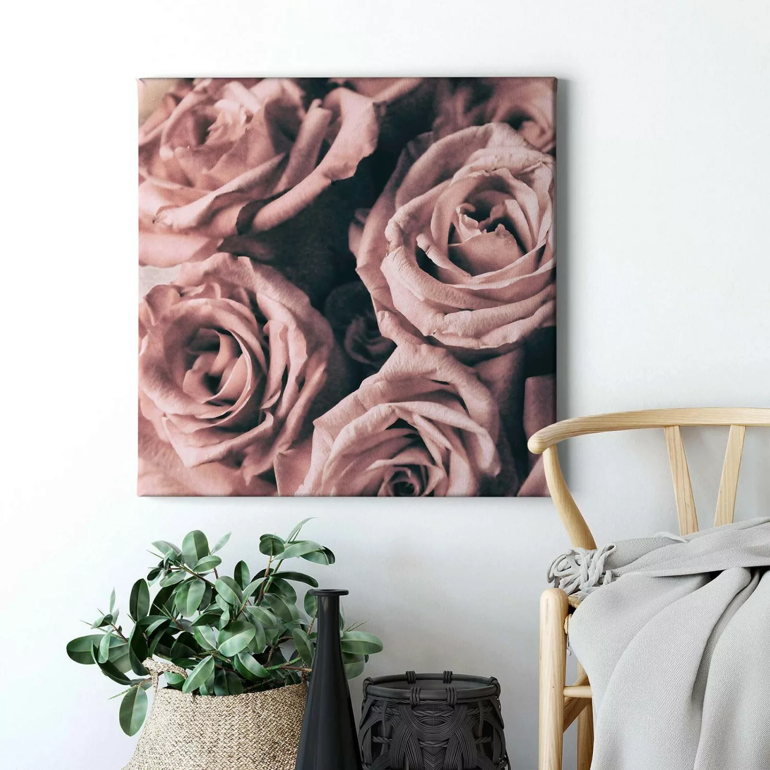 Bricoflor Vintage Bild Mit Blumen Rosen Leinwand Bild In Altrosa Ideal Für günstig online kaufen