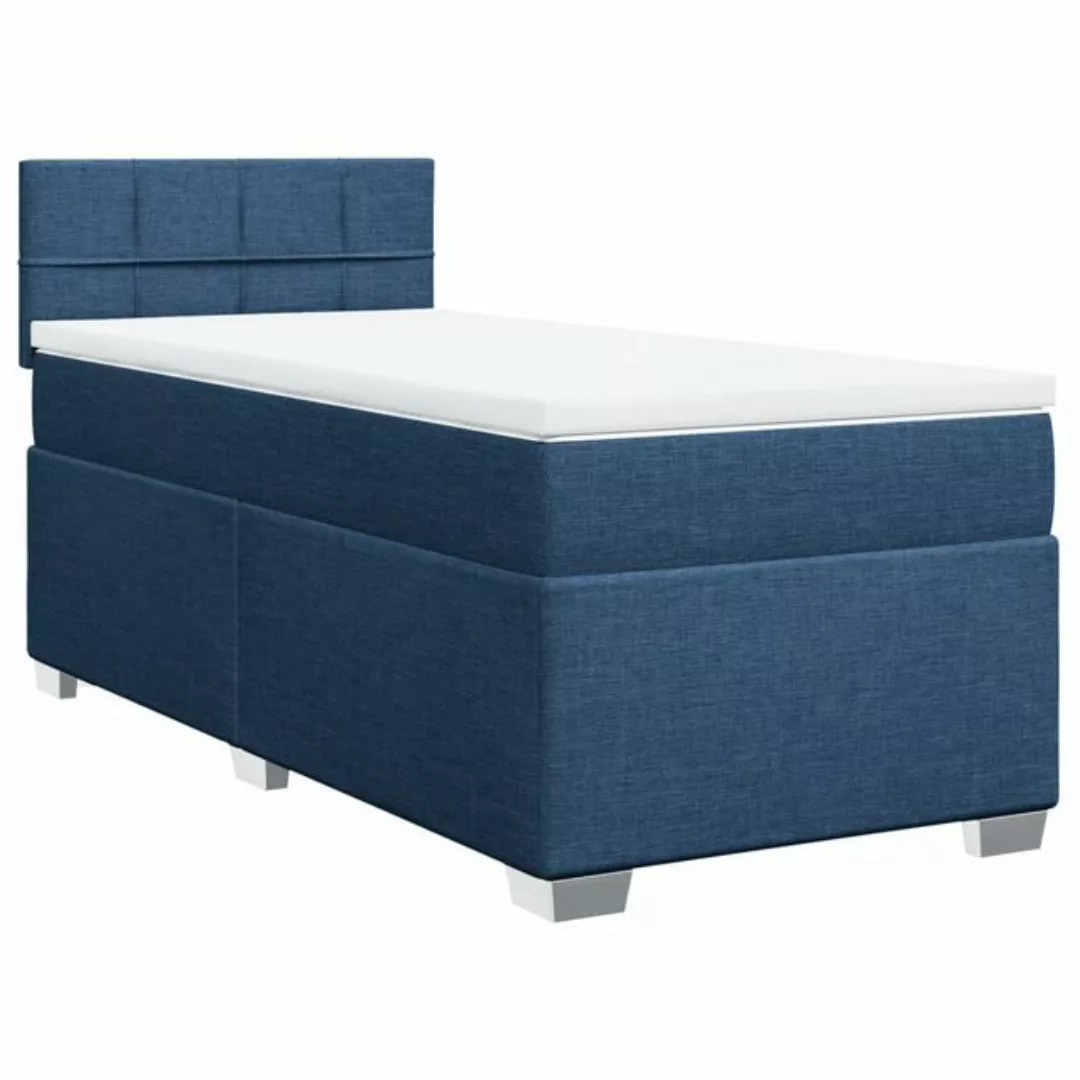 vidaXL Bett Boxspringbett mit Matratze Blau 90x190 cm Stoff günstig online kaufen