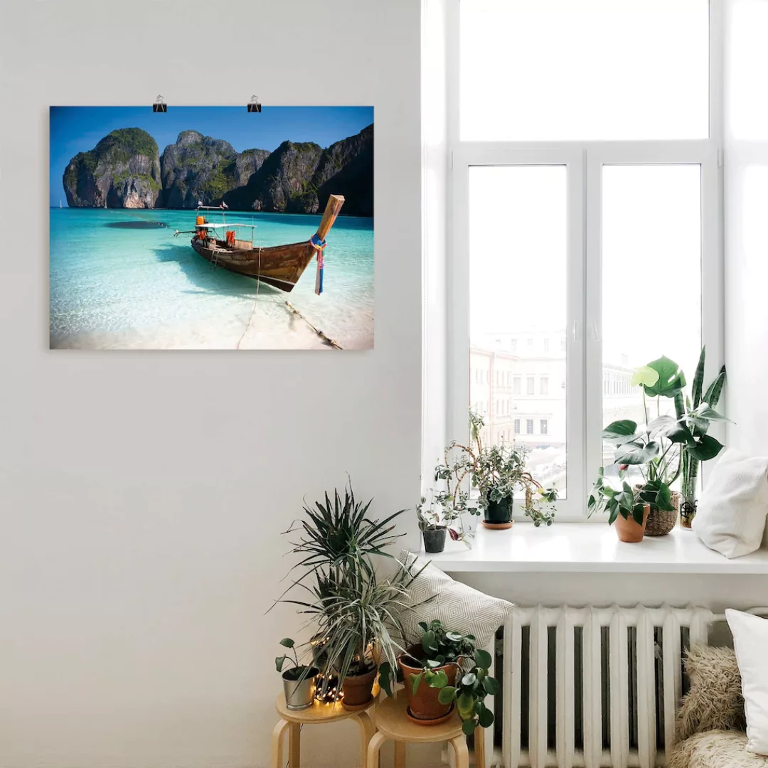 Artland Wandbild »Maya Bay, Koh Phi Phi Leh, Thailand«, Boote & Schiffe, (1 günstig online kaufen