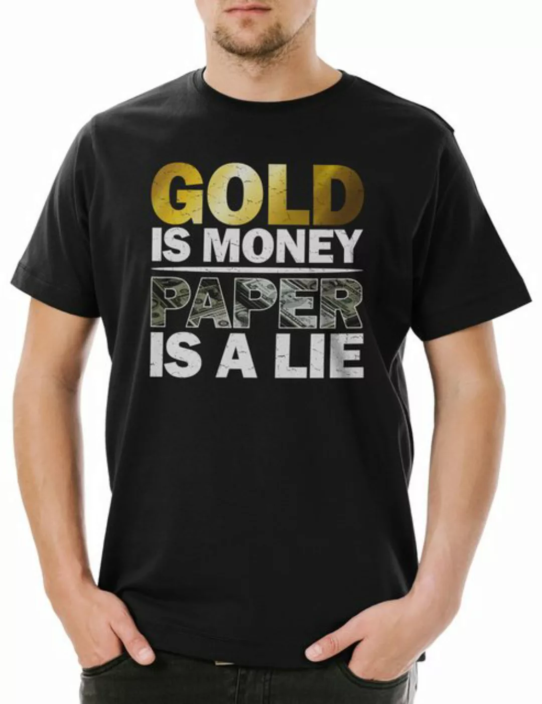 Urban Backwoods Print-Shirt Gold Is Money Paper Is A Lie Herren T-Shirt Inv günstig online kaufen