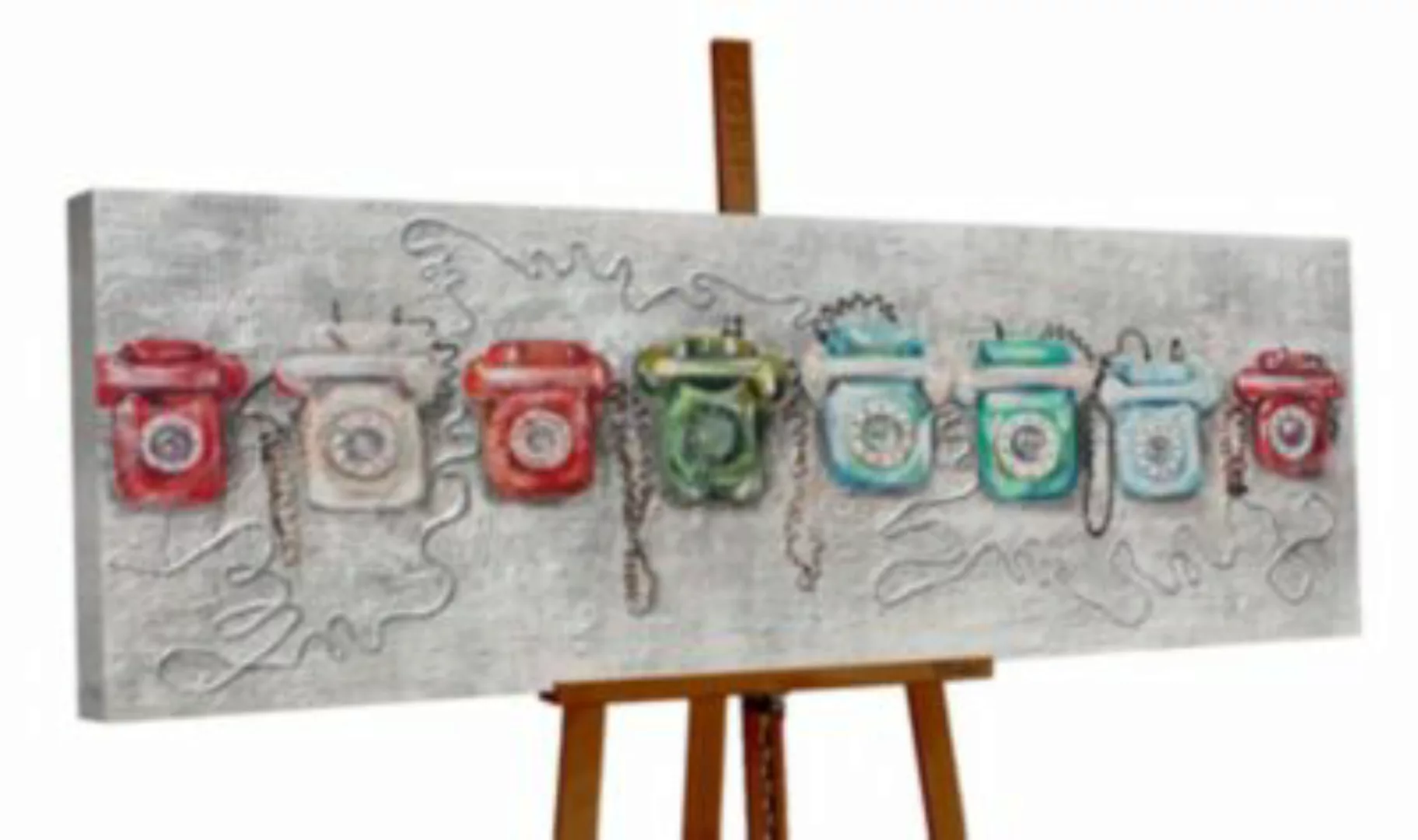 YS-Art™ "Gemälde Acryl  ""Connect"" handgemalt auf Leinwand 150x50 cm" bunt günstig online kaufen
