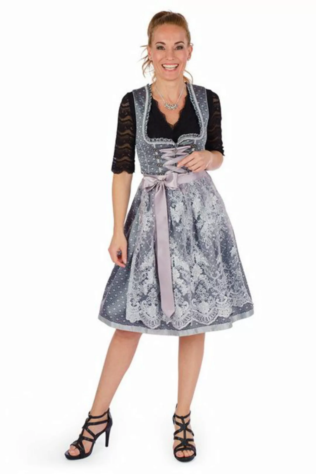 MarJo Dirndl Midi Dirndl 2tlg. - WANJA - silber/schwarz günstig online kaufen