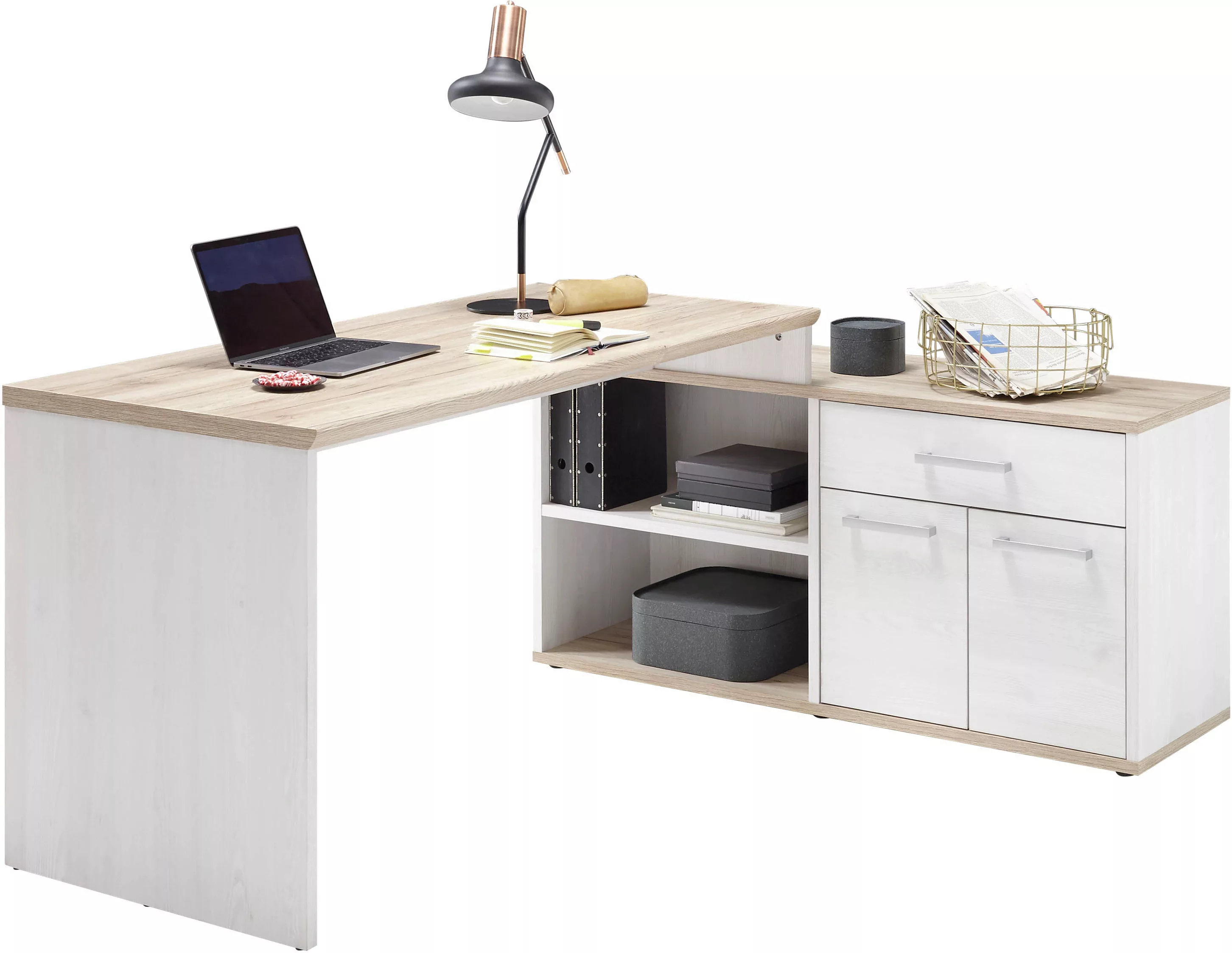 BEGA OFFICE Eckschreibtisch "Romance", im Landhaustil, mit Sideboard, 140x1 günstig online kaufen