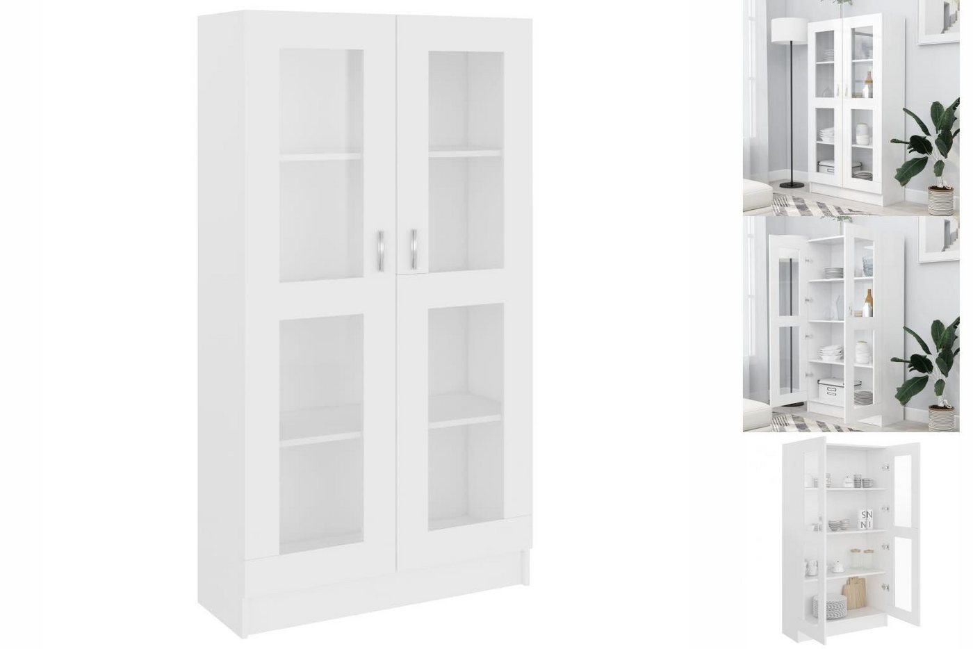 vidaXL Vitrine Bücherschrank Vitrinenschrank Vitrine Weiß 82,5x30,5x150 cm günstig online kaufen