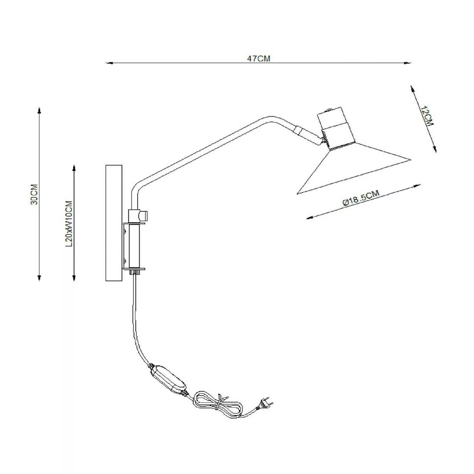 Wandlampe Pepijn mit Kabel und Stecker günstig online kaufen