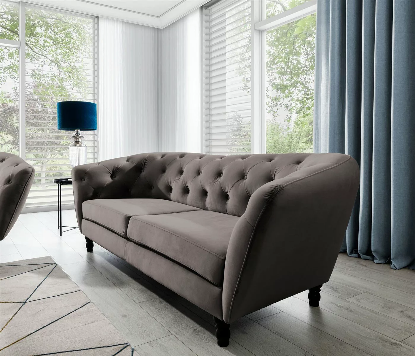 Fun Möbel Sofa Sofa Designer-Sofa Charlotte 3-Sitzer Stoff, 1 Teile günstig online kaufen