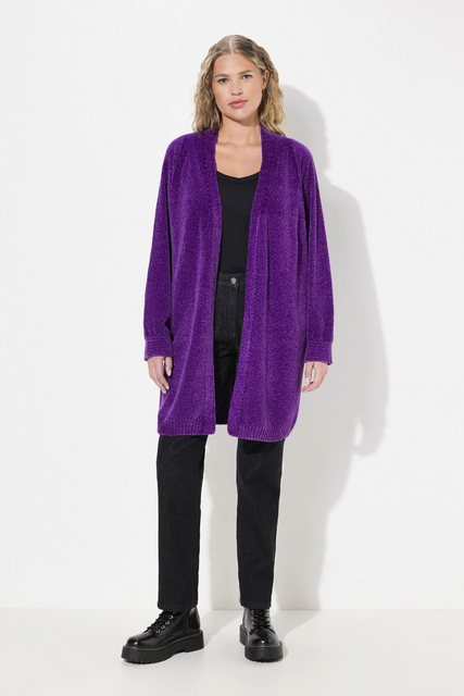 Ulla Popken Strickjacke Chenille-Strickjacke Oversized V-Ausschnitt günstig online kaufen