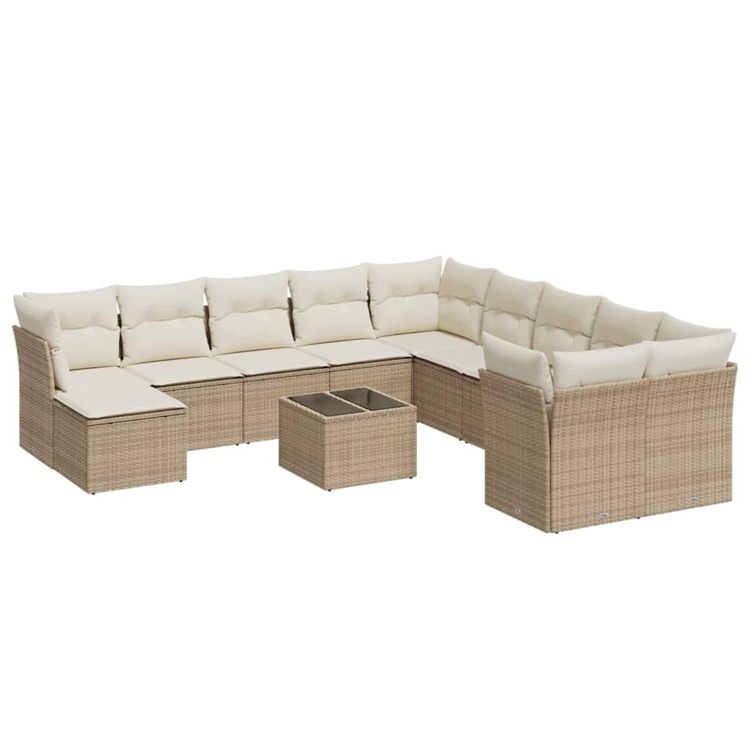 vidaXL 12-Tlg Garten-Sofagarnitur mit Kissen Beige Poly Rattan 3250457 günstig online kaufen