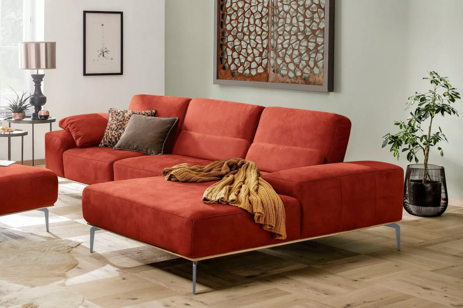 W.SCHILLIG Ecksofa run, mit elegantem Holzsockel, Füße in Silber matt, Brei günstig online kaufen