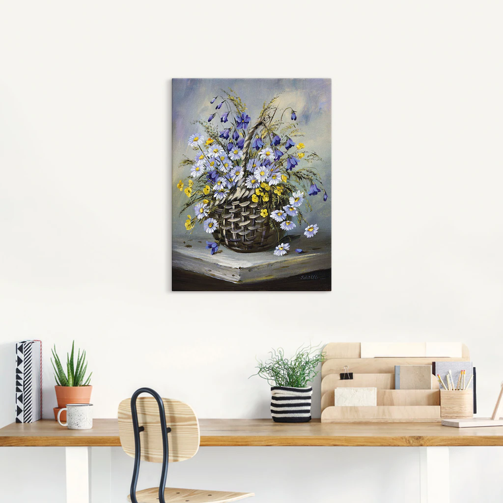 Artland Wandbild "Bunter Korb", Blumen, (1 St.), als Leinwandbild, Poster i günstig online kaufen