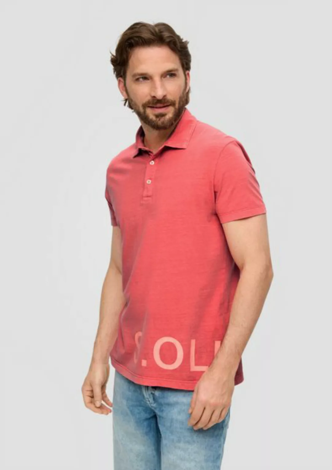 s.Oliver Kurzarmshirt Poloshirt mit Label-Print günstig online kaufen