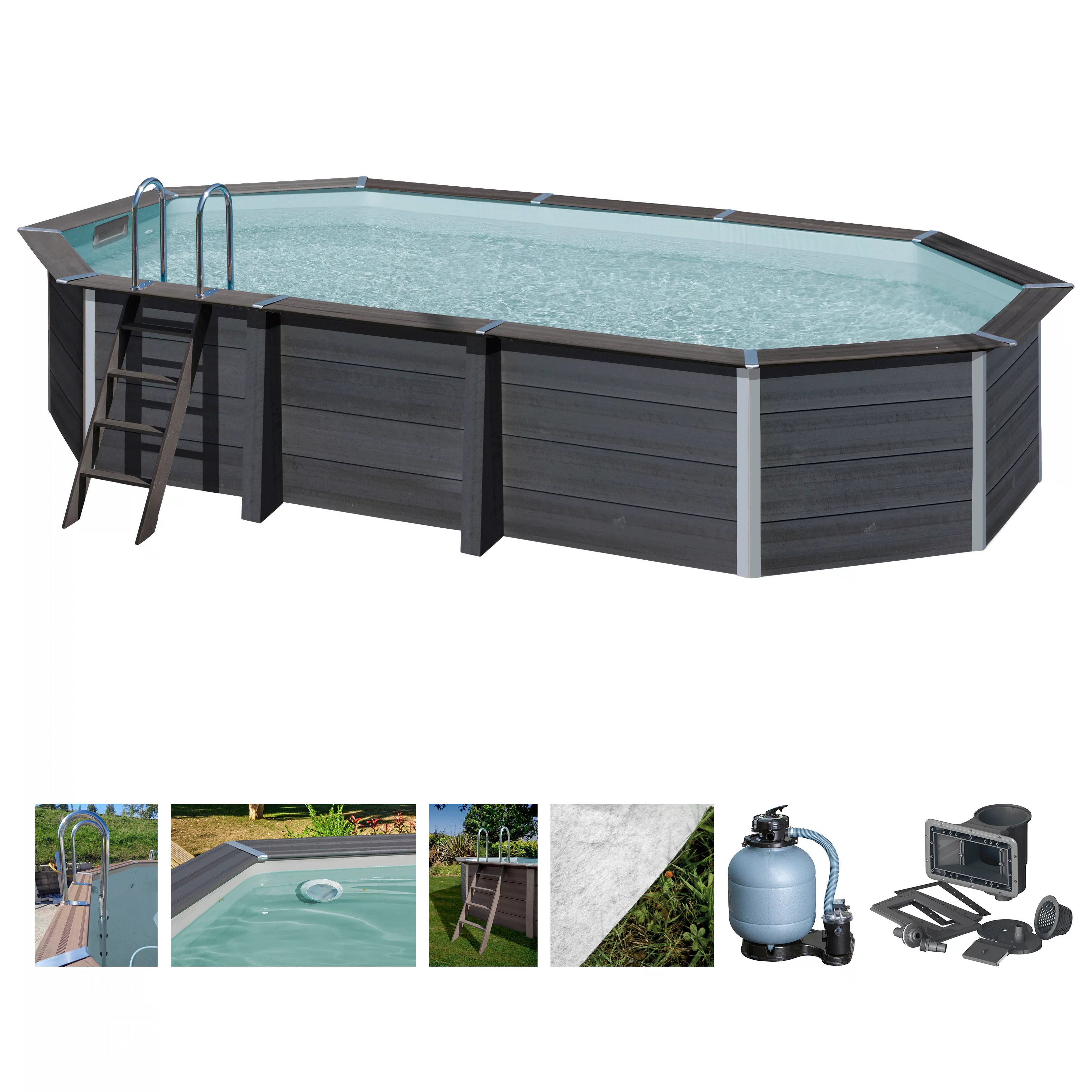 Gre Composite Pool Avantgarde Oval 664 cm x 386 cm x 124 cm m. Beleuchtung günstig online kaufen