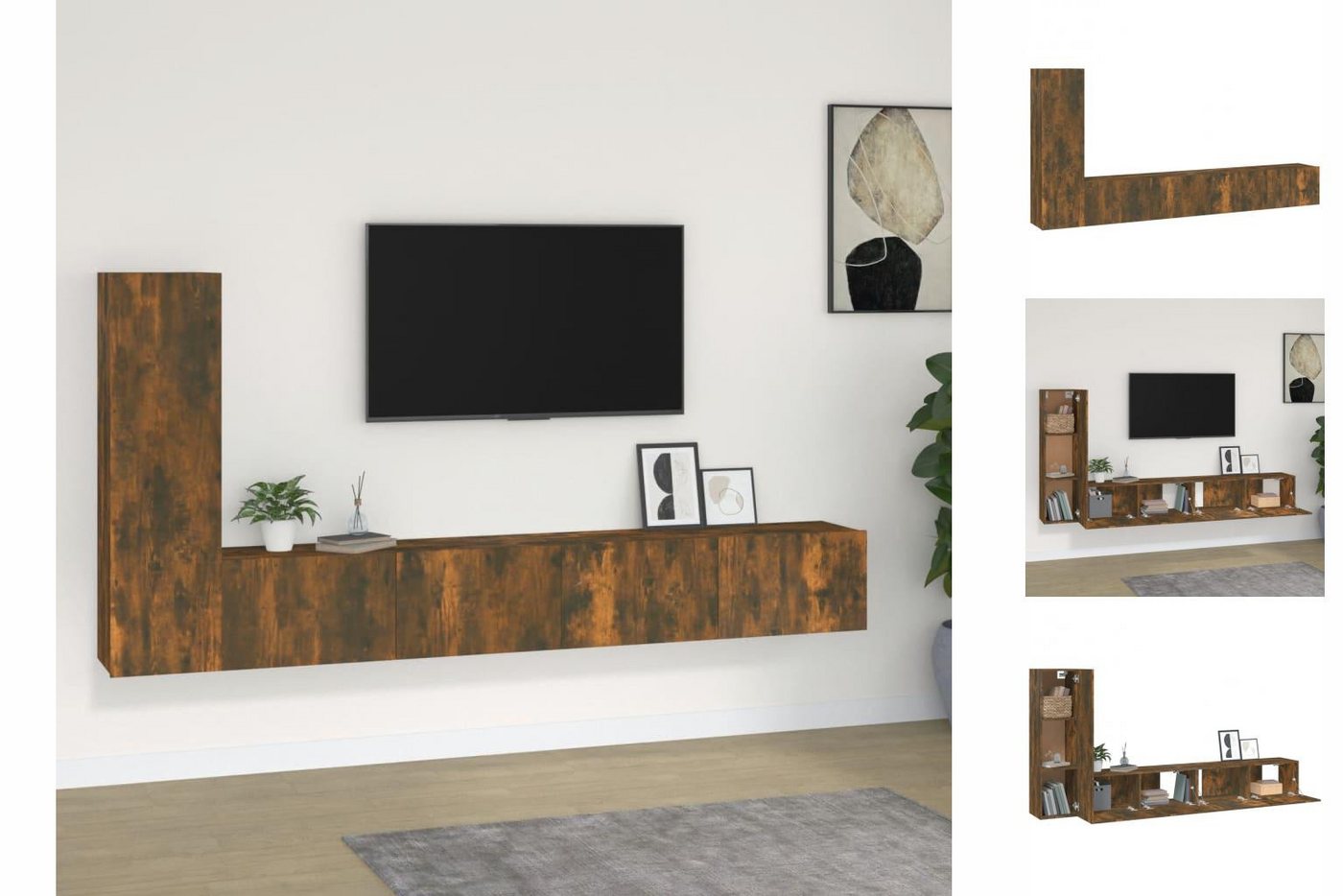 vidaXL TV-Schrank 3-tlg TV-Schrank-Set Räuchereiche Holzwerkstoff TV-Lowboa günstig online kaufen