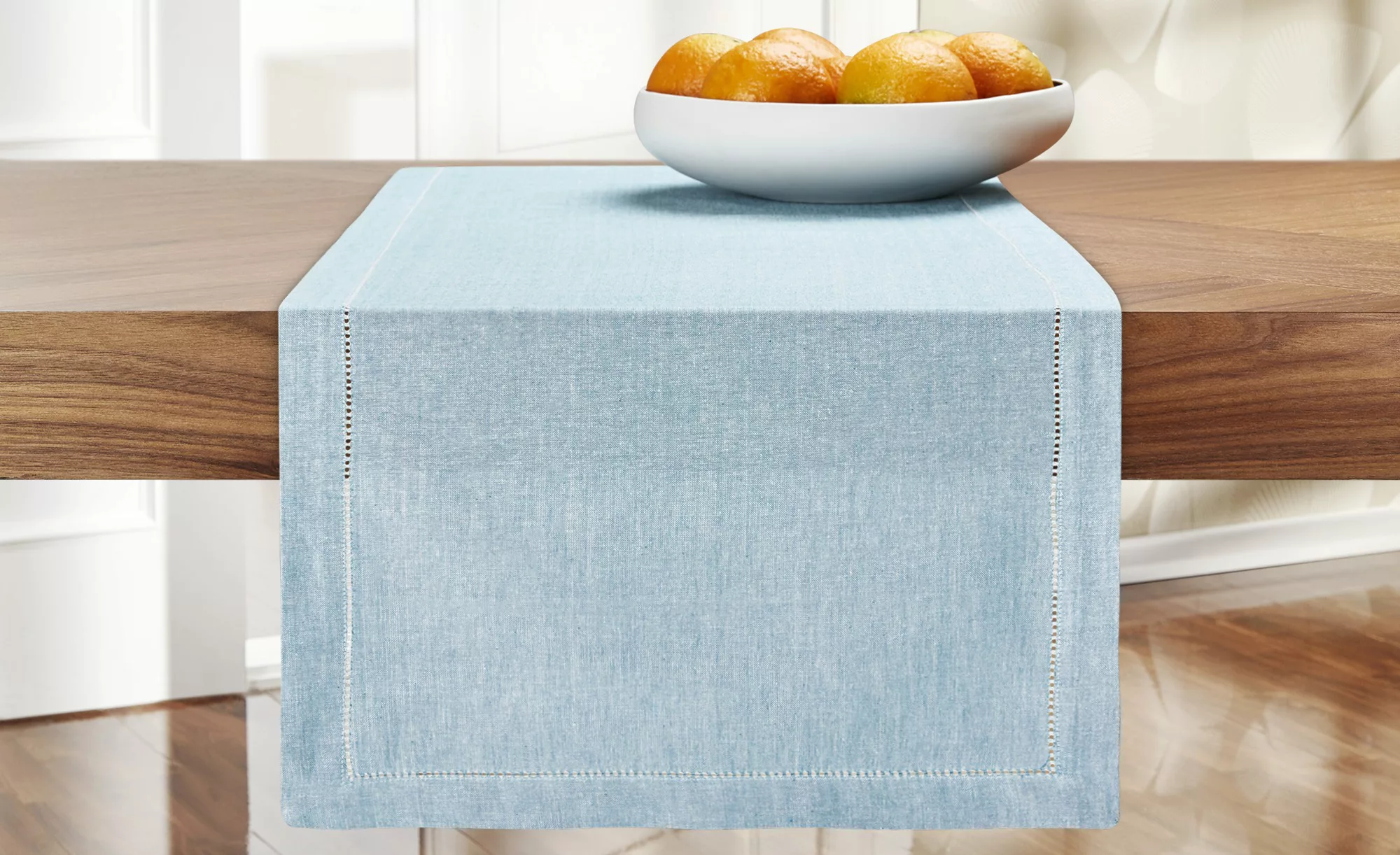 HOME STORY Tischläufer  Blanket Stick - türkis/petrol - 100% Baumwolle - 40 günstig online kaufen