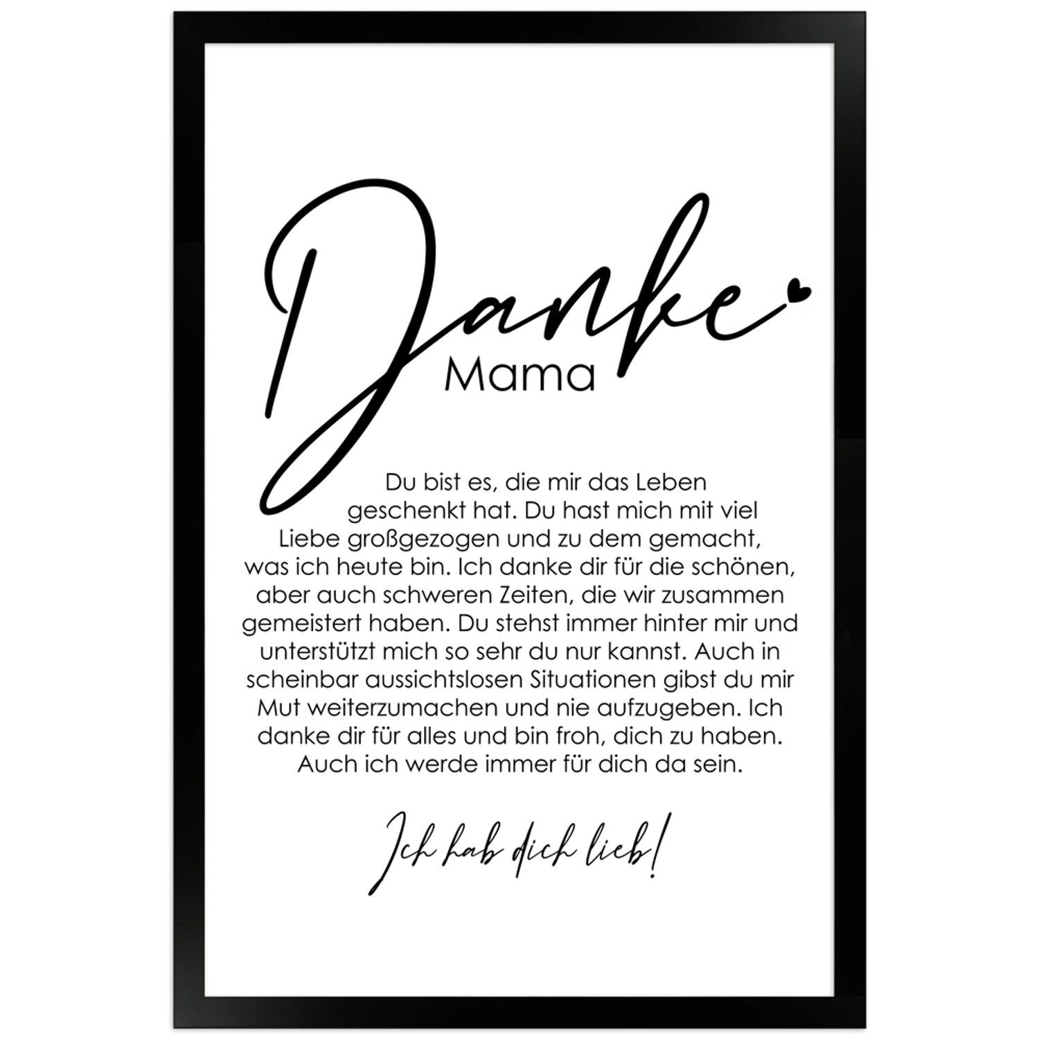 WANDStyle Gerahmtes Poster Danke Mama 30 x 45 cm Geschenkidee für Eine Pers günstig online kaufen