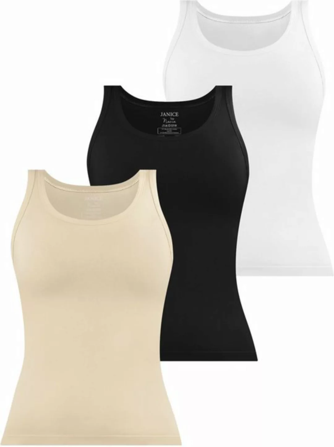 Janice Tanktop 3 x Damen Top Nazca Trägetop aus Baumwolle günstig online kaufen