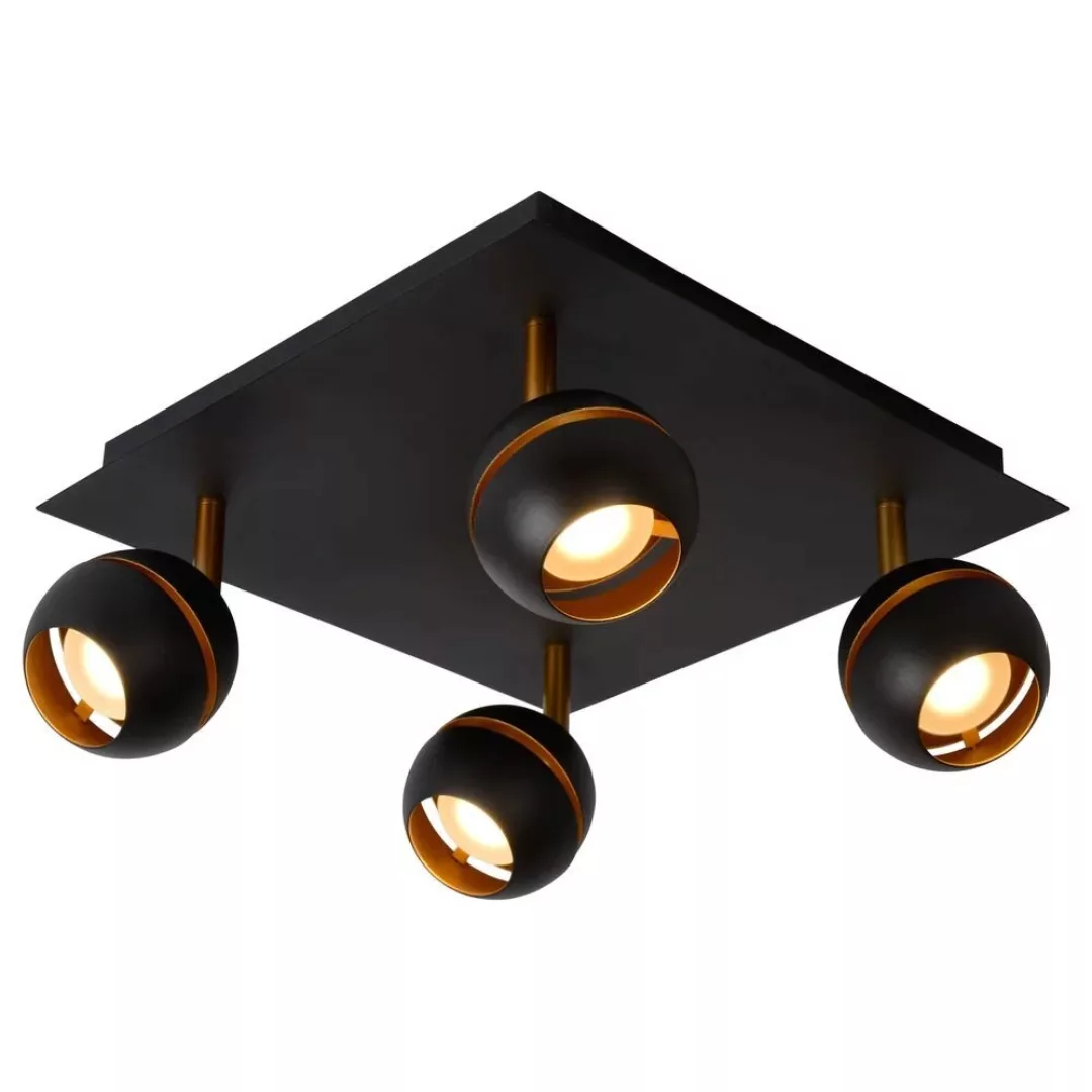 LED Deckenleuchte Binari, schwenk- und drehbar, warmweiß, schwarz, gold, 4- günstig online kaufen