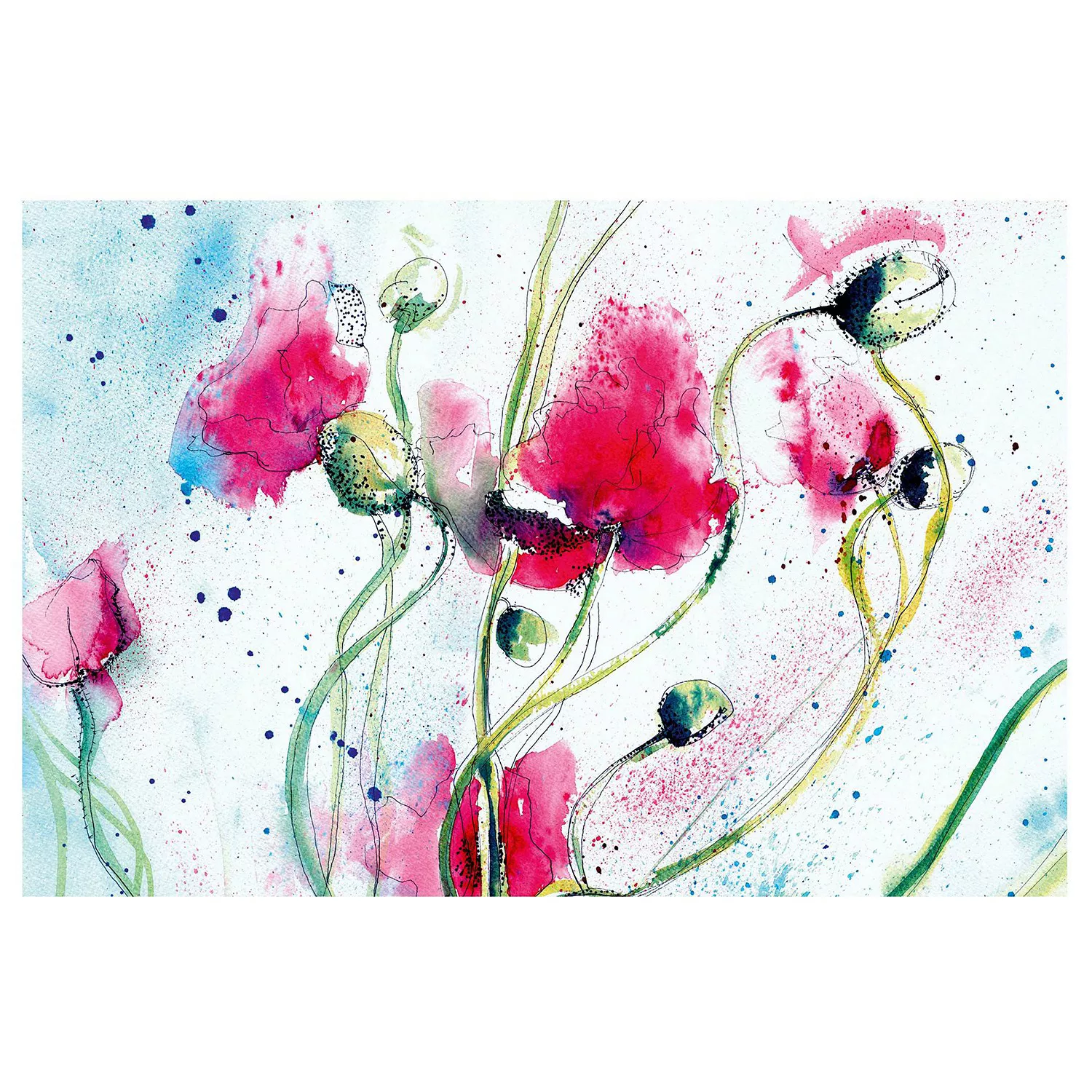 Bilderwelten Blumentapete Painted Poppies weiß Gr. 432 x 290 günstig online kaufen