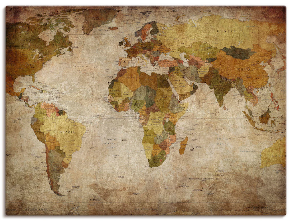 Artland Wandbild "Weltkarte", Landkarten, (1 St.), als Alubild, Outdoorbild günstig online kaufen