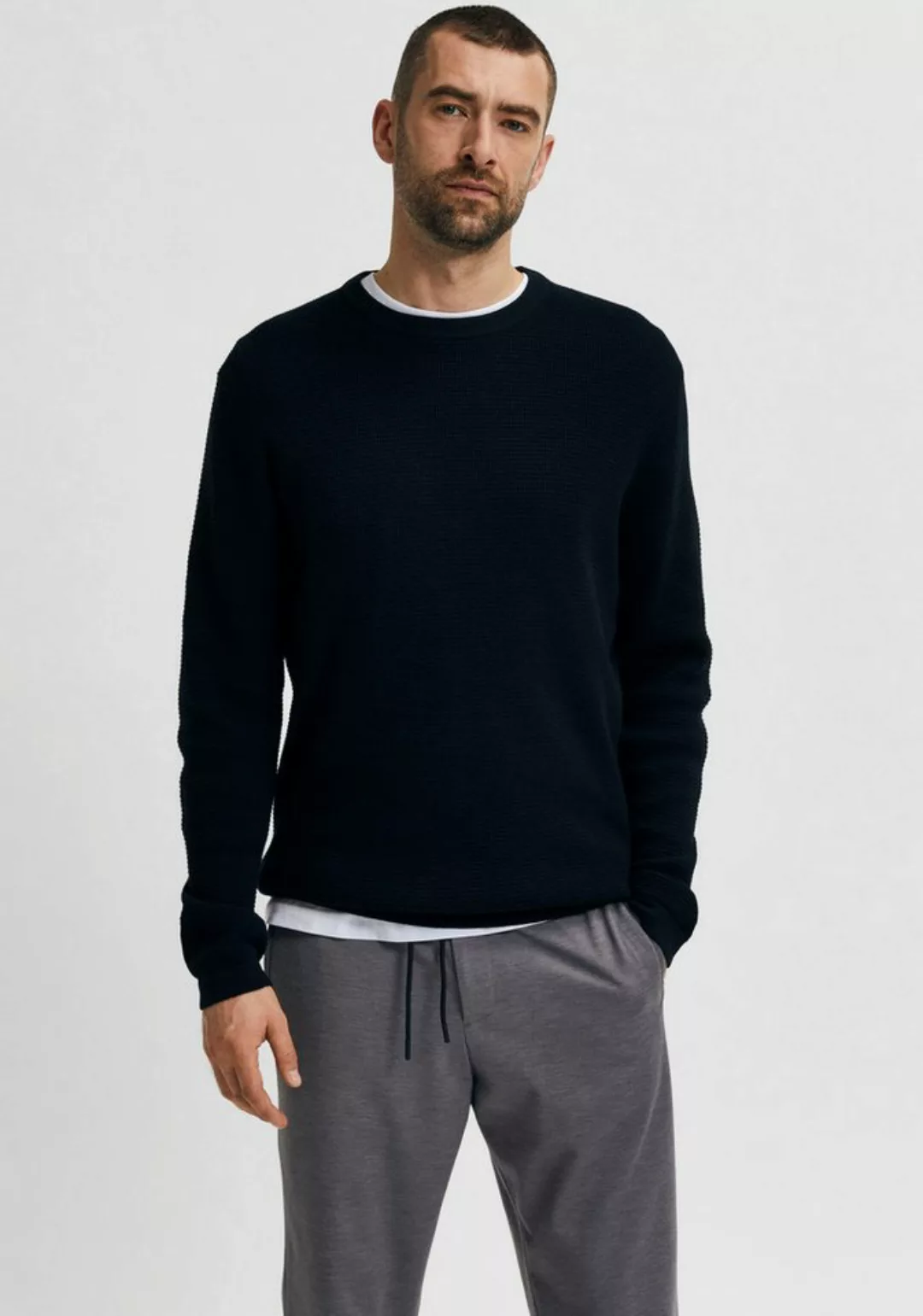 SELECTED HOMME Rundhalspullover ROCKS KNIT CREW NECK günstig online kaufen